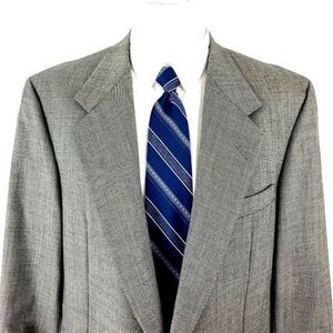 Vintage Hickey‎ Freeman Nordstrom Wool 2 Button Sport Coat 42L Sharkskin Gray
